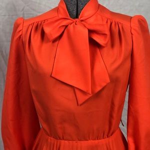 70’s Vintage Orange Pleated Dress